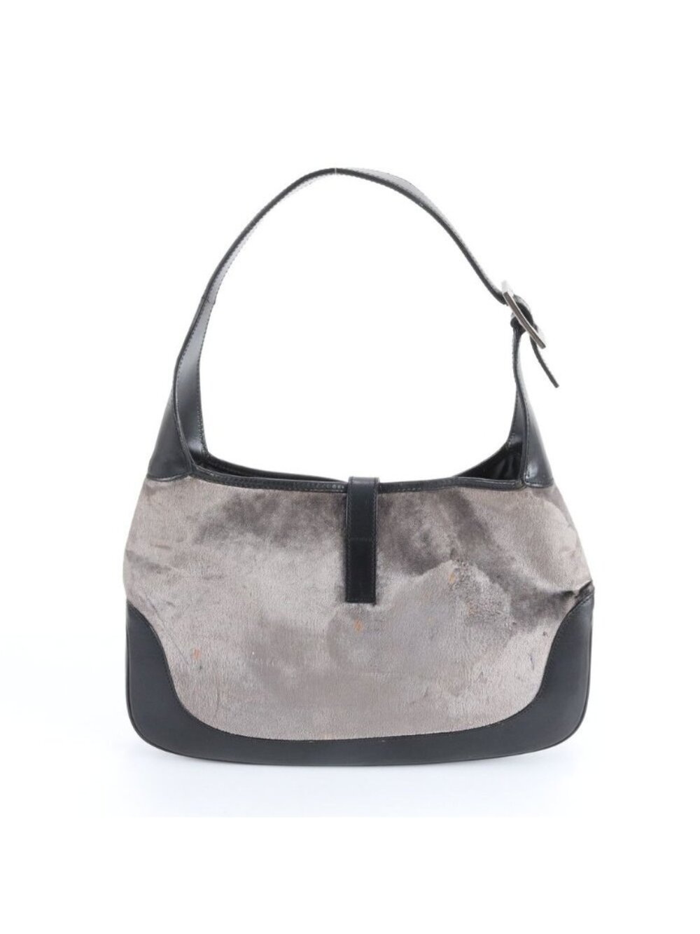 ★SOLD★ Gucci Jackie Velour 001 Leather Shoulder Bag Hand Black Gray - Picture 3 of 11